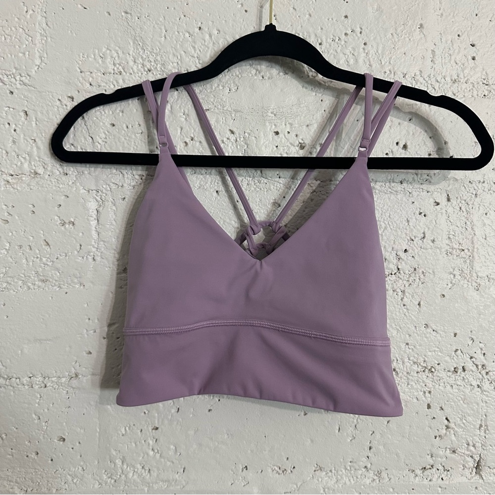 Lululemon Womens Sports Bra 6 Purple Lilac Uncaged Strappy Athleisure Yoga BA18